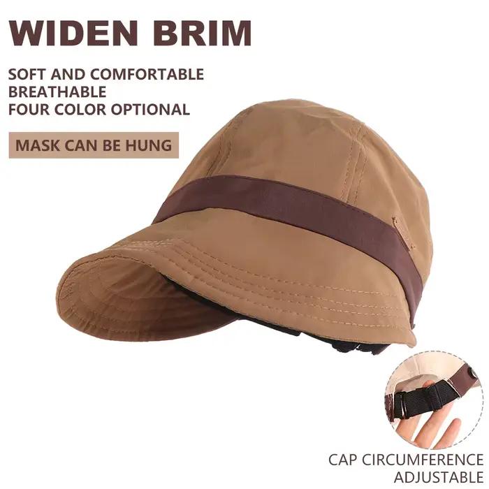 Chapeau de pêcheur décontracté à large bord chapeau de soleil respirant couleur unie pour extérieur plage avec crochet masque coupe vent canard style confort protection soleil