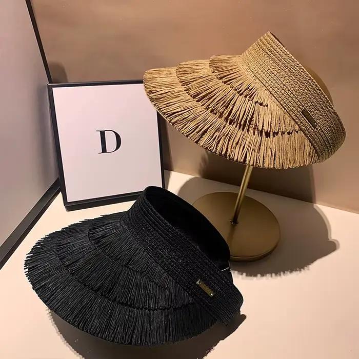 Chapeaux de paille à pampilles pour femmes