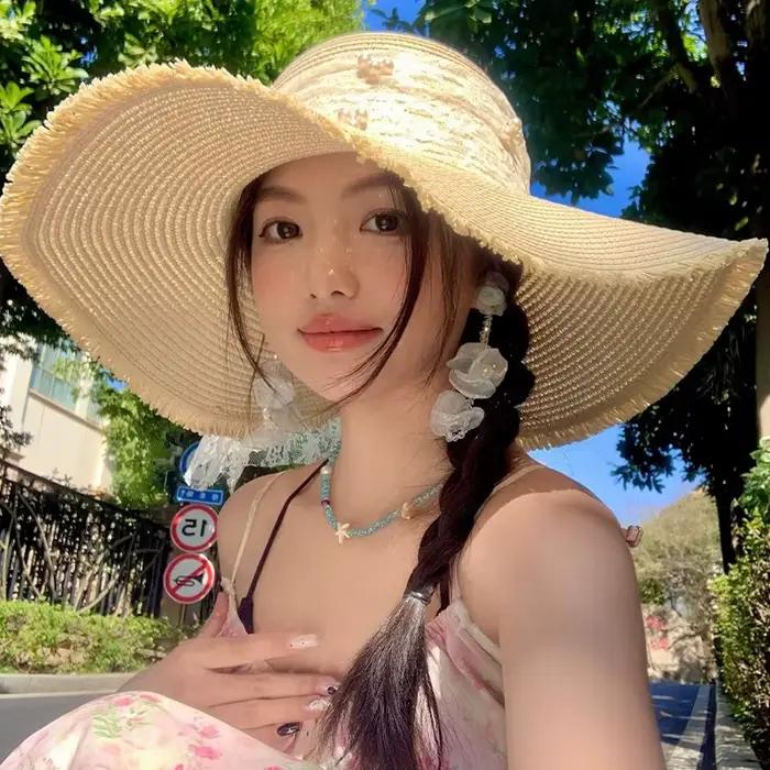 Chapeau de soleil en dentelle à nœud pour femme