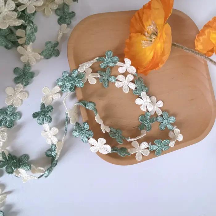 Dentelle Marguerite Verte Fraîche Soluble dans l'Eau pour Chapeaux et Coques de Téléphone – Matériaux DIY et Accessoires Faits Main