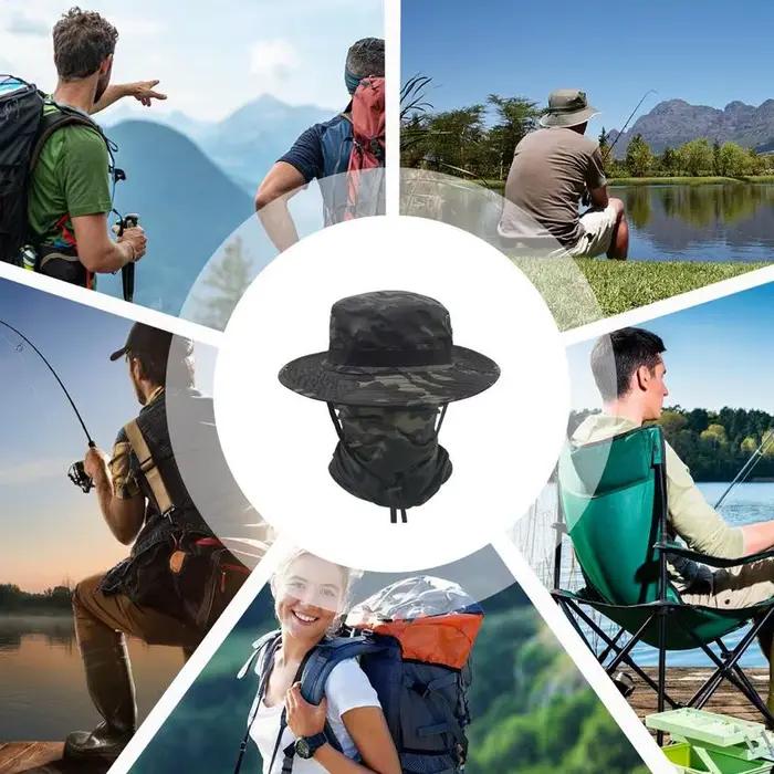 Chapeau Boonie Polyester avec Rabat de Cou Réglable Pour Hommes Protection Solaire Respirante Occasions Extérieures Spéciales