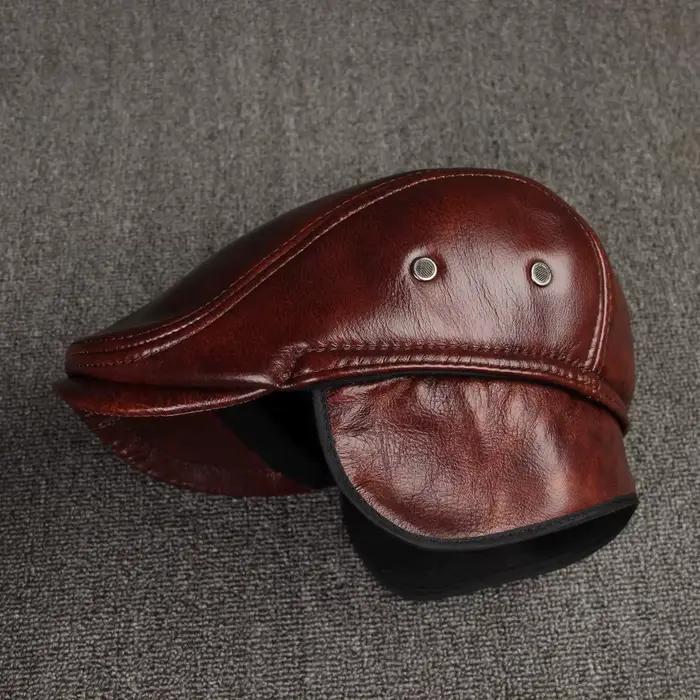 Chapeau en cuir véritable pour hommes