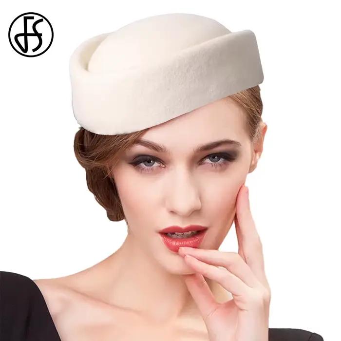 Chapeau bibi de luxe en laine noir et blanc FS