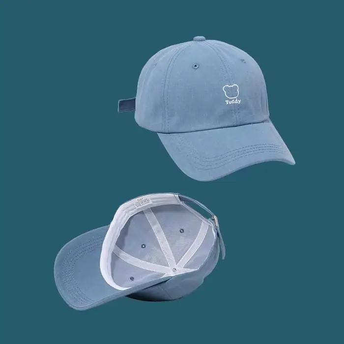 Ours broderie femmes Baseball chapeau unisexe réglable Snapback casquette à visière couleur unie coton Bonnet filles Sport de plein air pare-soleil