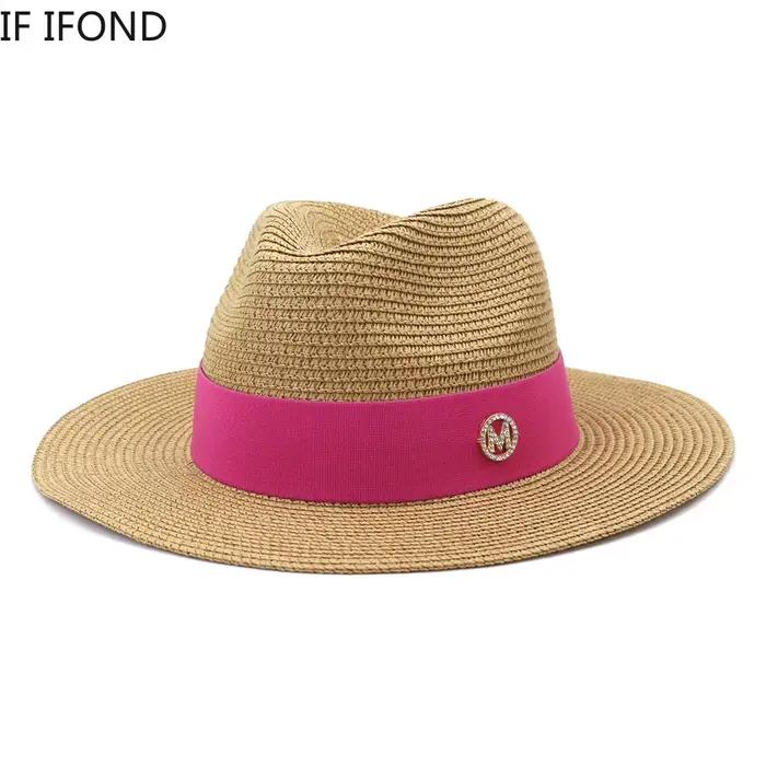 Chapeau de plage en paille de luxe pour femmes