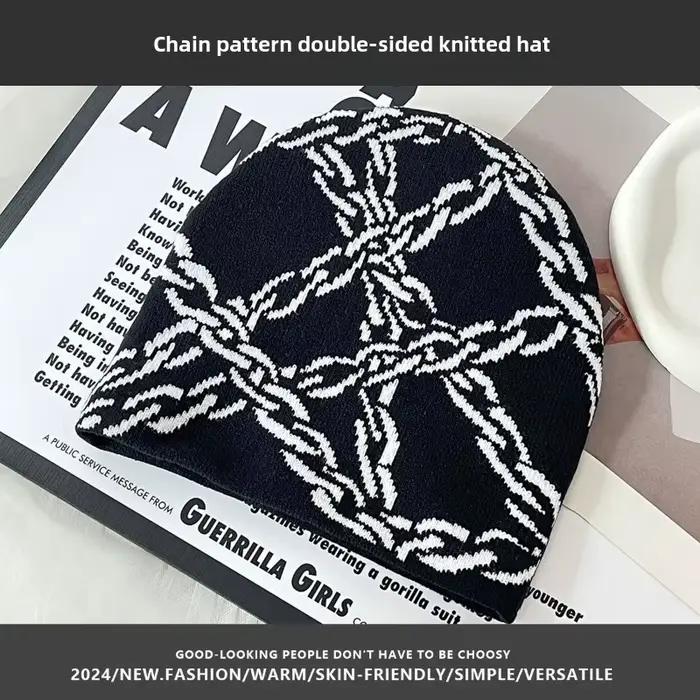 Chapeau tricoté à motif de chaîne