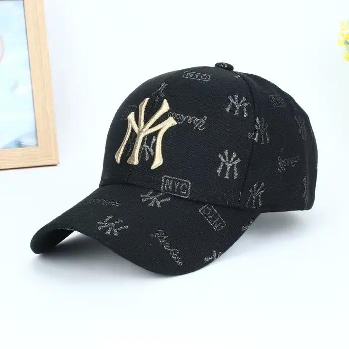 Casquette de baseball Snapback Chapeau de soleil Casquette de sport Casquette à lettres NY Casquette ajustée Hip Hop Printemps Automne pour Hommes et Femmes Polyester Protection Solaire