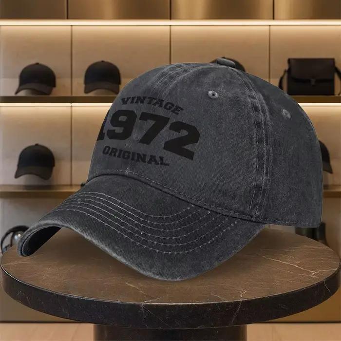 Casquette de baseball unisexe délavée à imprimé numérique vintage 1972