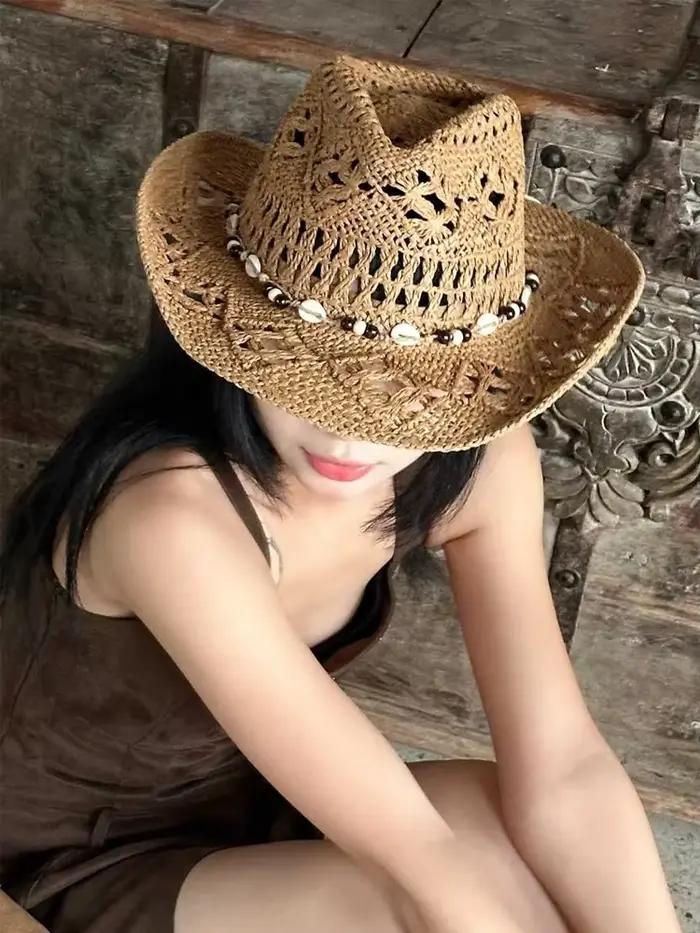 Chapeau de paille bohème d'été pour femmes et hommes