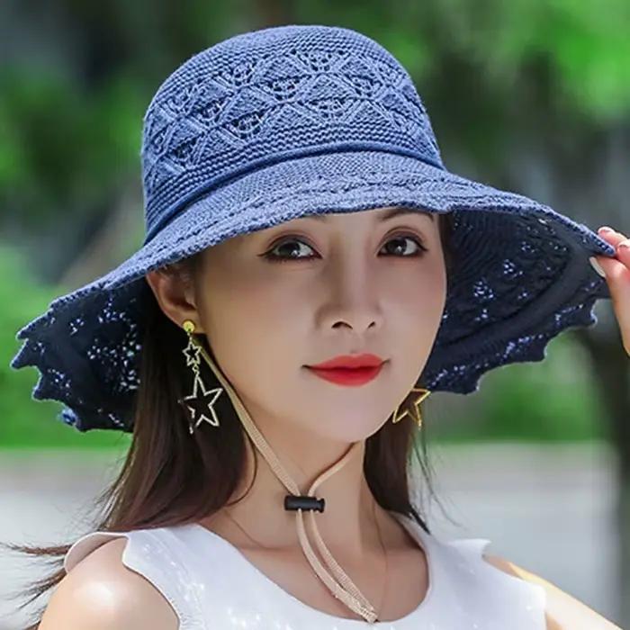 Chapeau de soleil pliable à large bord pour femme