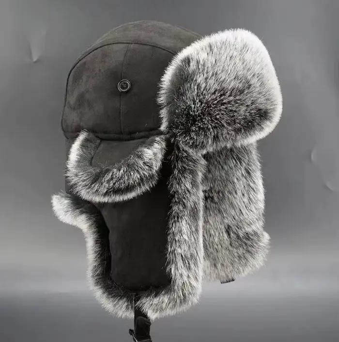 Homme hiver trappeur aviateur trooper oreillette chaud russe imperméable Ski chapeau Bomber casquette