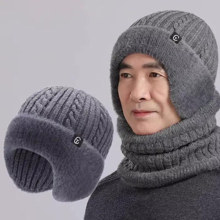 Protection par temps froid pour personnes âgées ; Bonnet tricoté d'extérieur tendance pour hommes ; Casquette