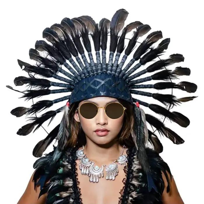Chapeau indien en plumes pour hommes et femmes
