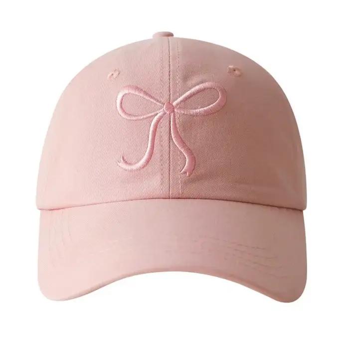 Casquette de baseball rose avec nœud pour femmes protection solaire extérieure style sport confortable voyage romantique