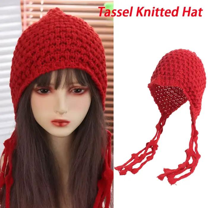 Chapeau tricoté au crochet polyester bohème multifonction femme quatre saisons faire du vélo occassions diverses