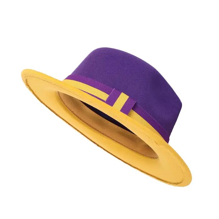 Chapeau Fedora Patchwork Jazz jaune et violet