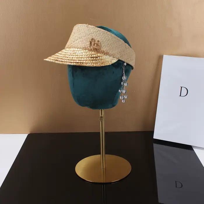 Chapeaux vintage en paille sans bord pour femmes