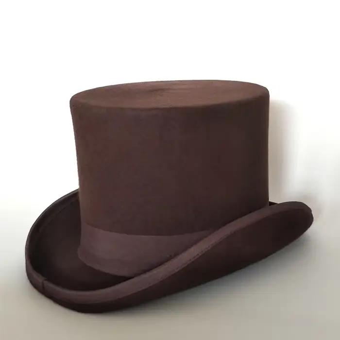 100% laine plat homme haut-de-forme mode Fedora chapeaux polyvalent Panama magicien casquette Gentleman cylindre sangle Steampunk unisexe élégant