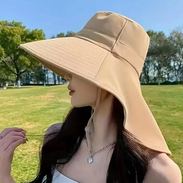 Nouveau chapeau queue de cheval d'été avec pare-soleil à grand bord