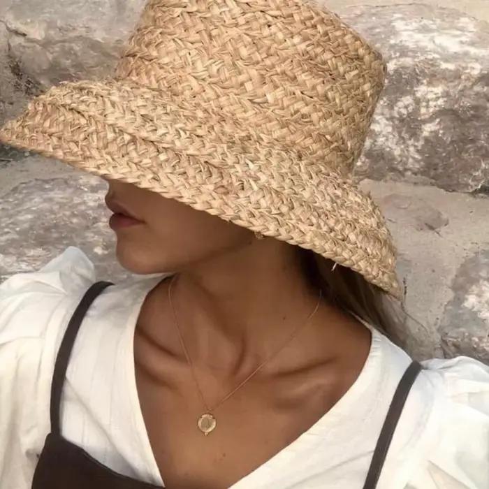 Chapeau de paille en raphia fait à la main pour femmes