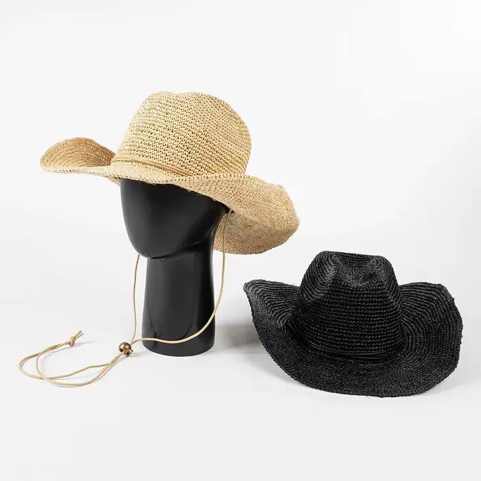 Chapeau de cowboy en raphia pour femmes