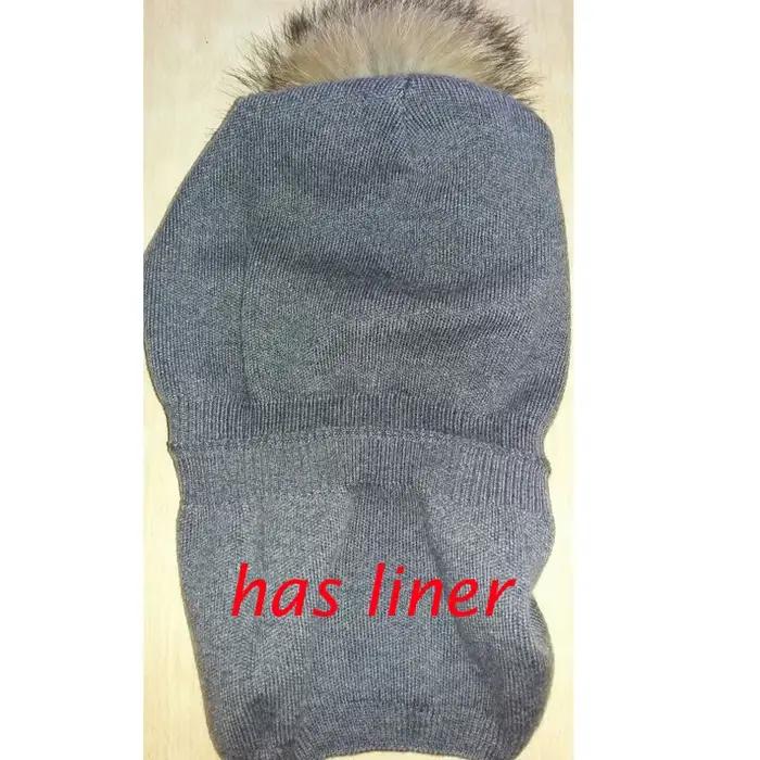 Femmes hiver laine tricoté chapeaux pompon bonnet fourrure de renard pompons chapeau couleur unie mode marque de luxe