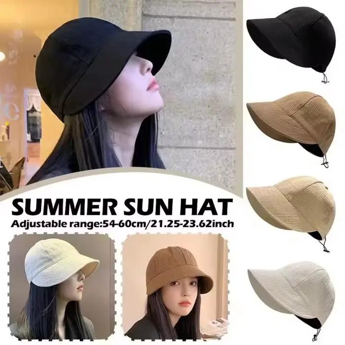 Chapeau de soleil décontracté en tissu gaufré pliable anti-uv pour plage été multifonctionnel occasions spéciales homme femme