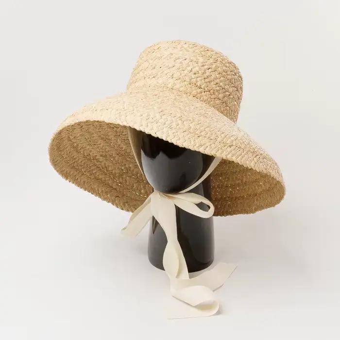 Chapeau de Paille en Raphia à Large Bord pour Femme