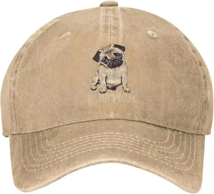 Pug Mom Dog Casquette de baseball en denim pour femme - Chapeau de camionneur