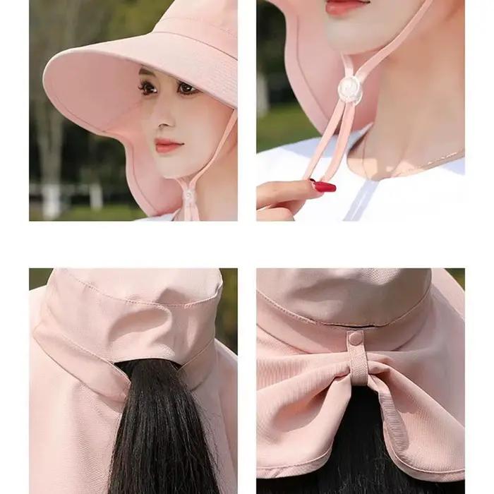 Chapeau de soleil pour femmes avec rabat de cou UPF 50 + protection UV randonnée plage châle casquette