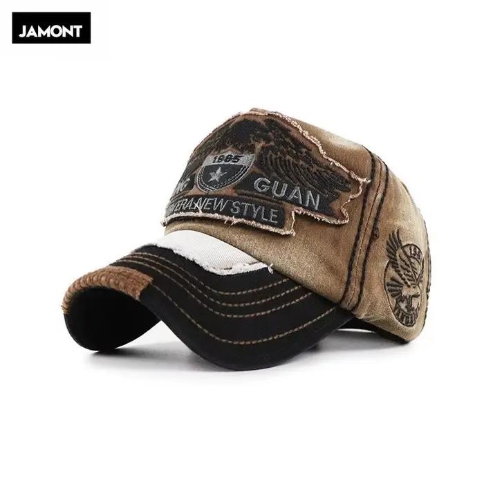 Casquette JAMONT rétro lavée en coton uni pour hommes et femmes style sport décontracté lettres ajustable printemps été ocassions multiples