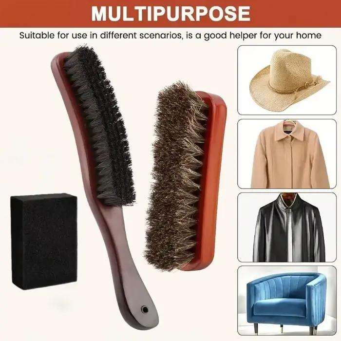 Kit de 4 brosses en feutre de crin de cheval avec éponge pour chapeaux de cowboy