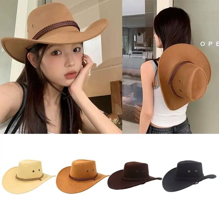 Chapeau de cowboy occidental vintage décontracté protection solaire polyester pour hommes et femmes occasions extérieures spéciales