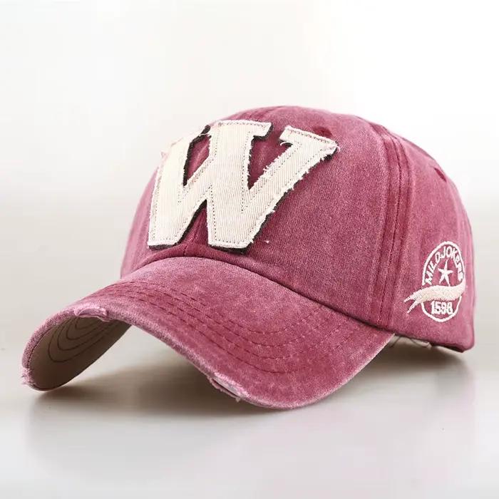 Casquette de baseball rétro style vieilli avec lettre 'W'