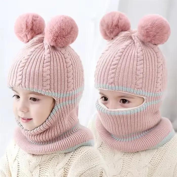 Bébé enfants nouveau automne hiver ours oreille tricoté Bonnet