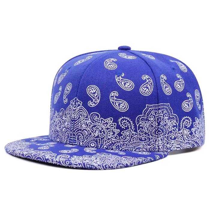 Nouveau chapeau à bords plats imprimé fleur de cajou pour hommes mode Hip Hop