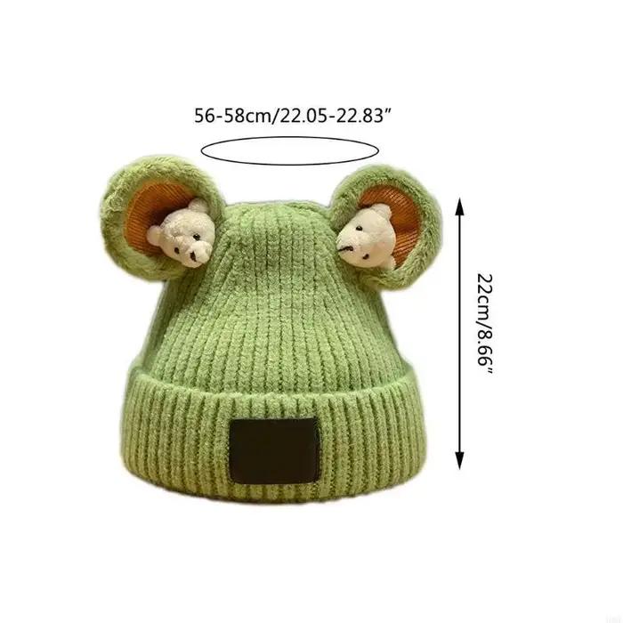 Chapeau tricoté ours mignon et décontracté chapeau froid en peluche bonnet d'hiver pour femmes occasions spéciales halloween noël anniversaire cadeau