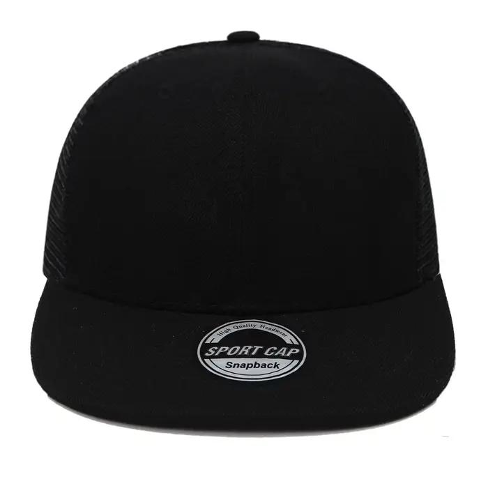 Chapeau en filet à bord plat 6 pièces hip-hop avec logo personnalisé