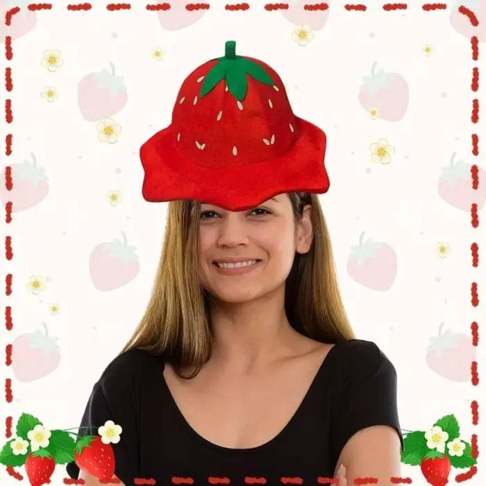 Chapeau de fraise en peluche en peluche saphir profond pour fêtes mascarades carnavals Halloween occasions spéciales enfants adultes