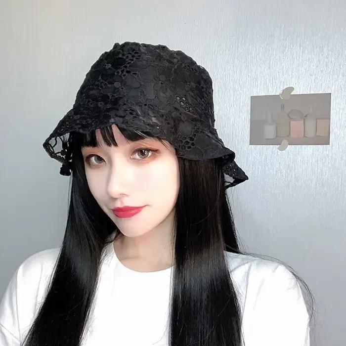 Chapeau de seau en dentelle pour femmes avec motifs lettres, protection solaire, style sport et décontracté pour toutes les saisons et occasions