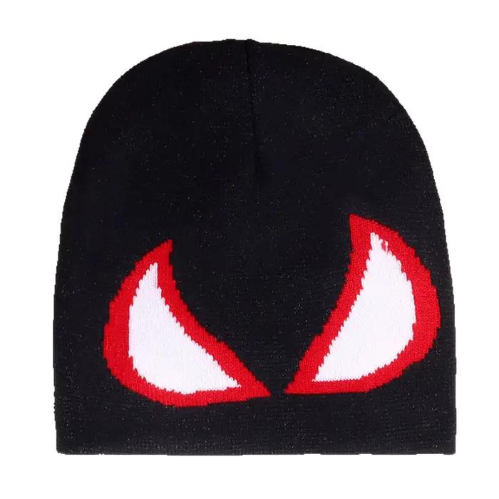 Chapeau tricoté chaud motif d'oeil géométrique Style de rue unisexe automne hiver mode personnalité