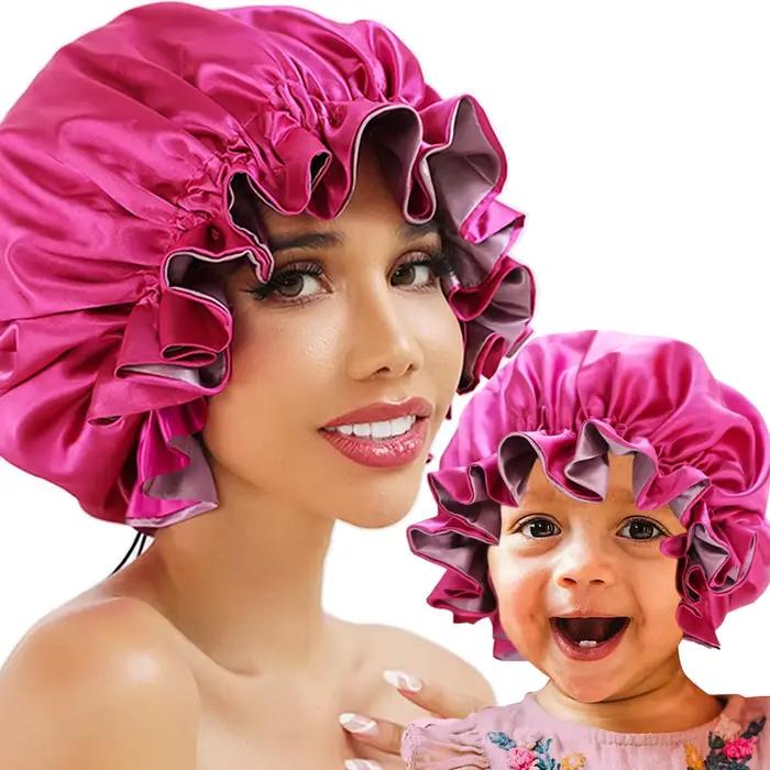 Bonnet en satin de haute qualité double couche pour femme et bébé, doux et polyvalent pour dormir et occasions décontractées