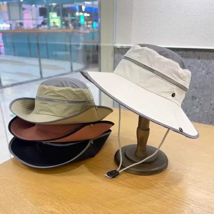 Chapeau de pêcheur d'extérieur respirant en maille à large bord pour hommes