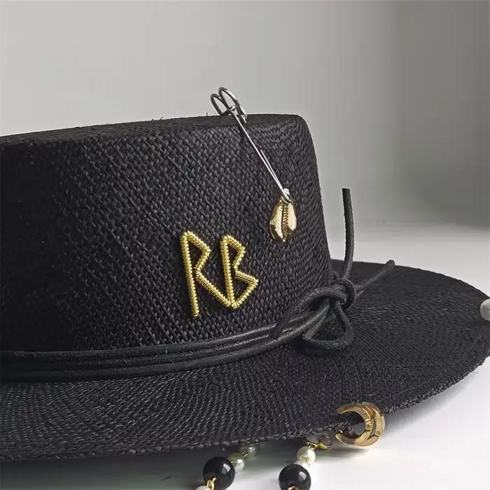 Chapeau de paille d'été DIY personnalisé fait main avec chaîne de perles