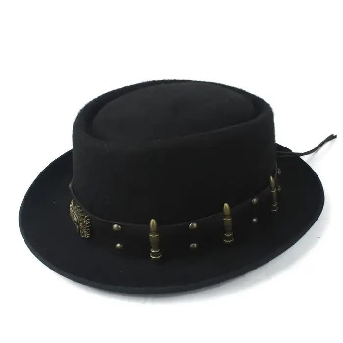 Chapeau Pork Pie pour Hommes et Femmes avec Ceinture Punk