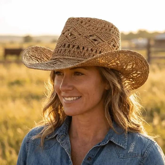 Chapeau de paille bohème ajouré tendance