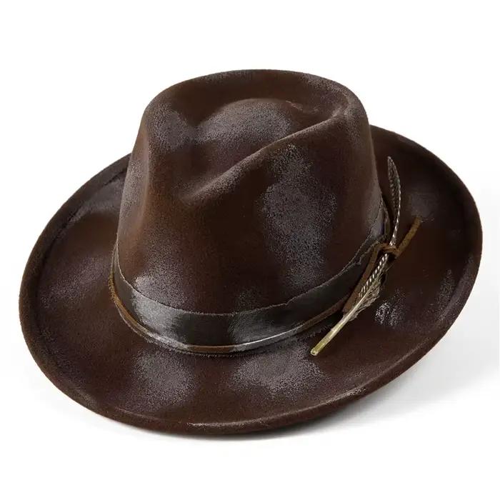 American Vintage Distressed Wool Fedora Hat