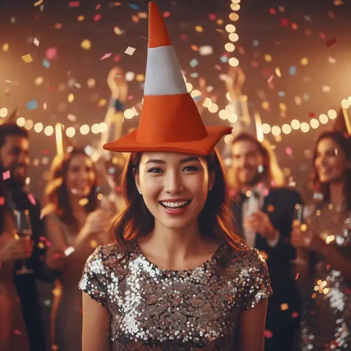 Chapeau de déguisement pliable en forme de cône de signalisation pour carnaval