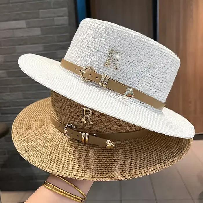 Chapeau de paille en strass pour femmes