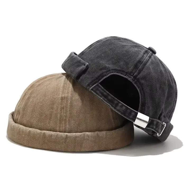 Bocca lavé Docker Beanie casquette sans bords chapeau sans visière couleur unie rétro Vintage Style de rue printemps automne extérieur Gorras